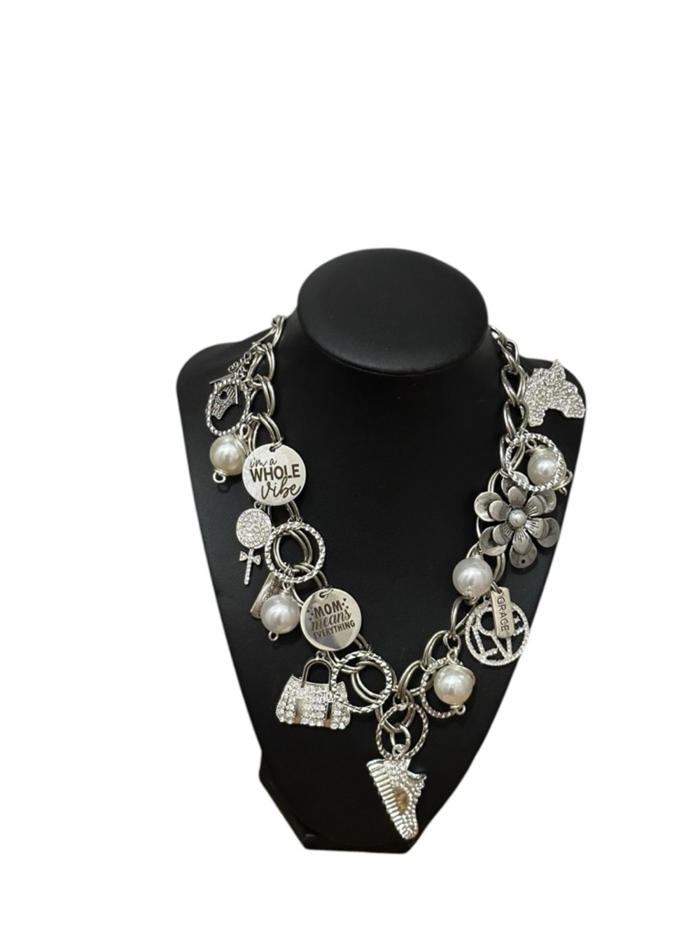 Mother’s Day Statement Charm Necklace | “Whole Vibe” + “Mom Means Everything”